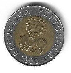 Munt Portugal 100 escudos 1992, Postzegels en Munten, Munten | Europa | Niet-Euromunten, Ophalen of Verzenden, Overige landen
