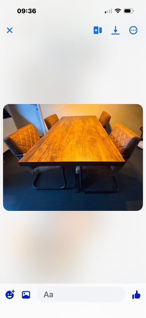 tafel en stoelen cognac, Huis en Inrichting, Ophalen, 100 tot 150 cm, 50 tot 100 cm, Zo goed als nieuw
