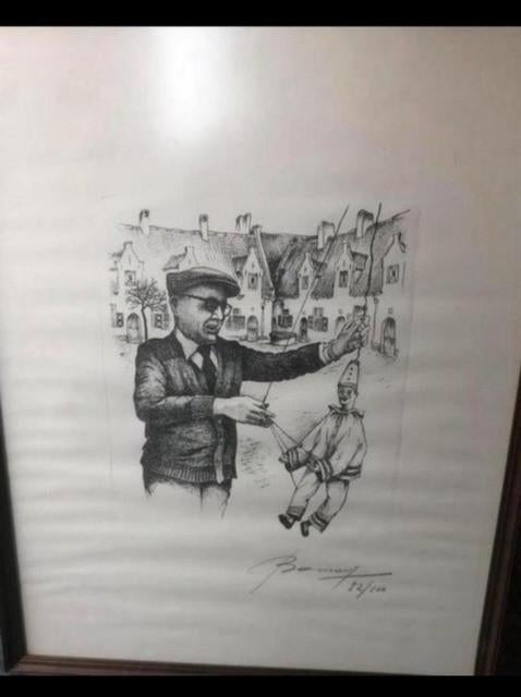 Kader met Ets Pierke van Bonnevalle door Bonnevalle, Antiek en Kunst, Ophalen