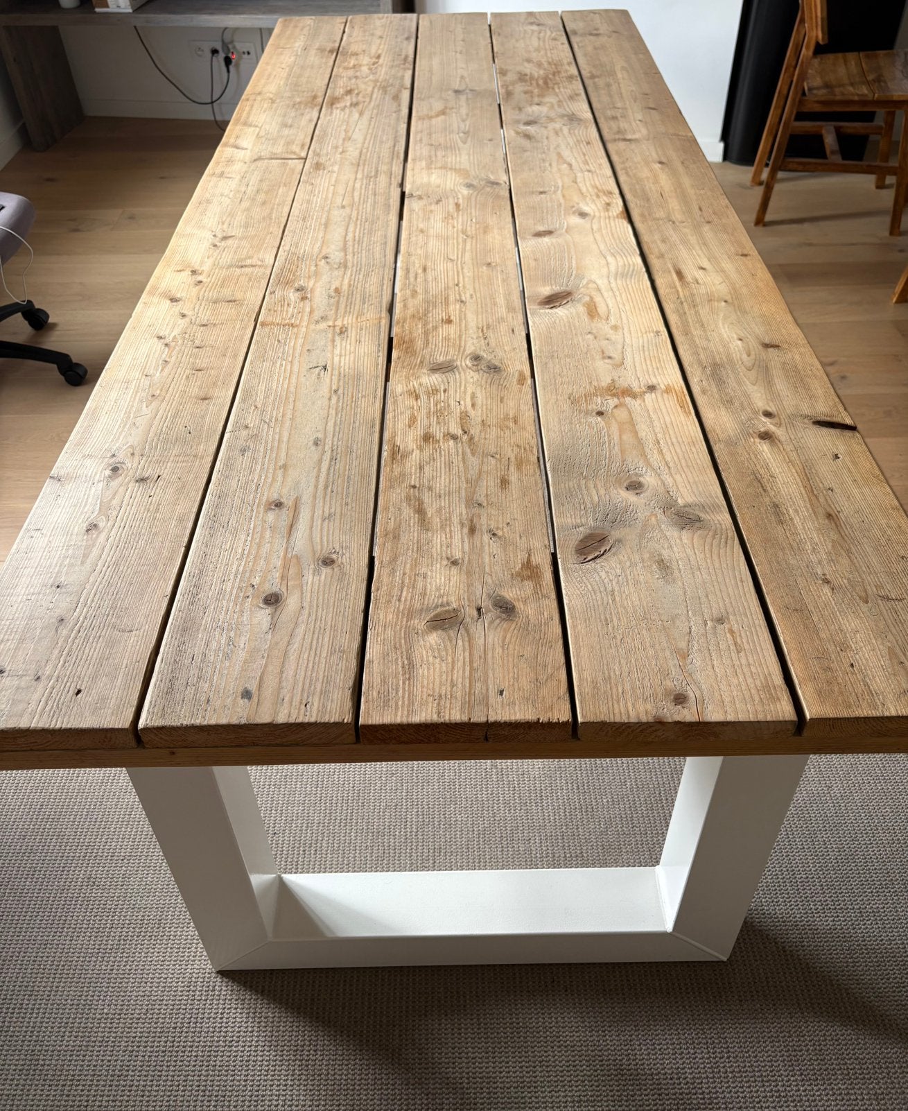 Houten eettafel (8p), Enlèvement, Utilisé, 50 à 100 cm, Rectangulaire