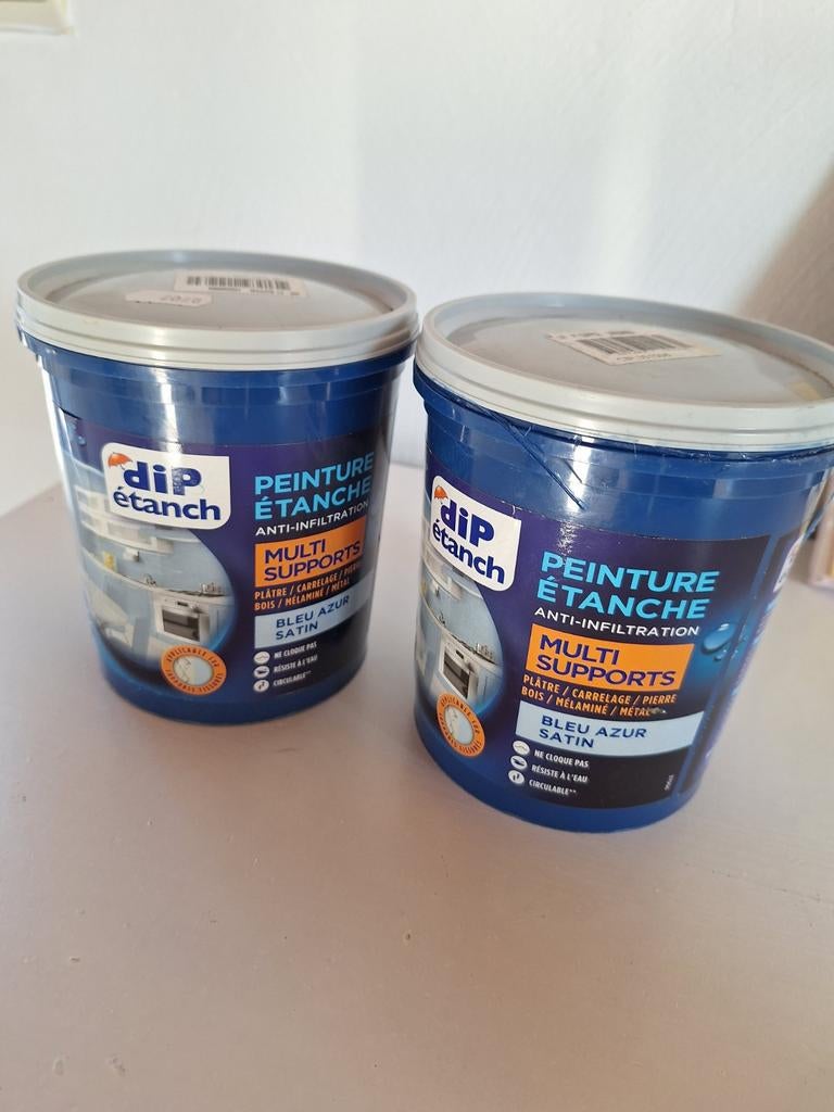 2 POTS DE PEINTURE BLEU AZUR, Bricolage & Construction, Moins de 5 litres, Enlèvement ou Envoi, Comme neuf, Peinture