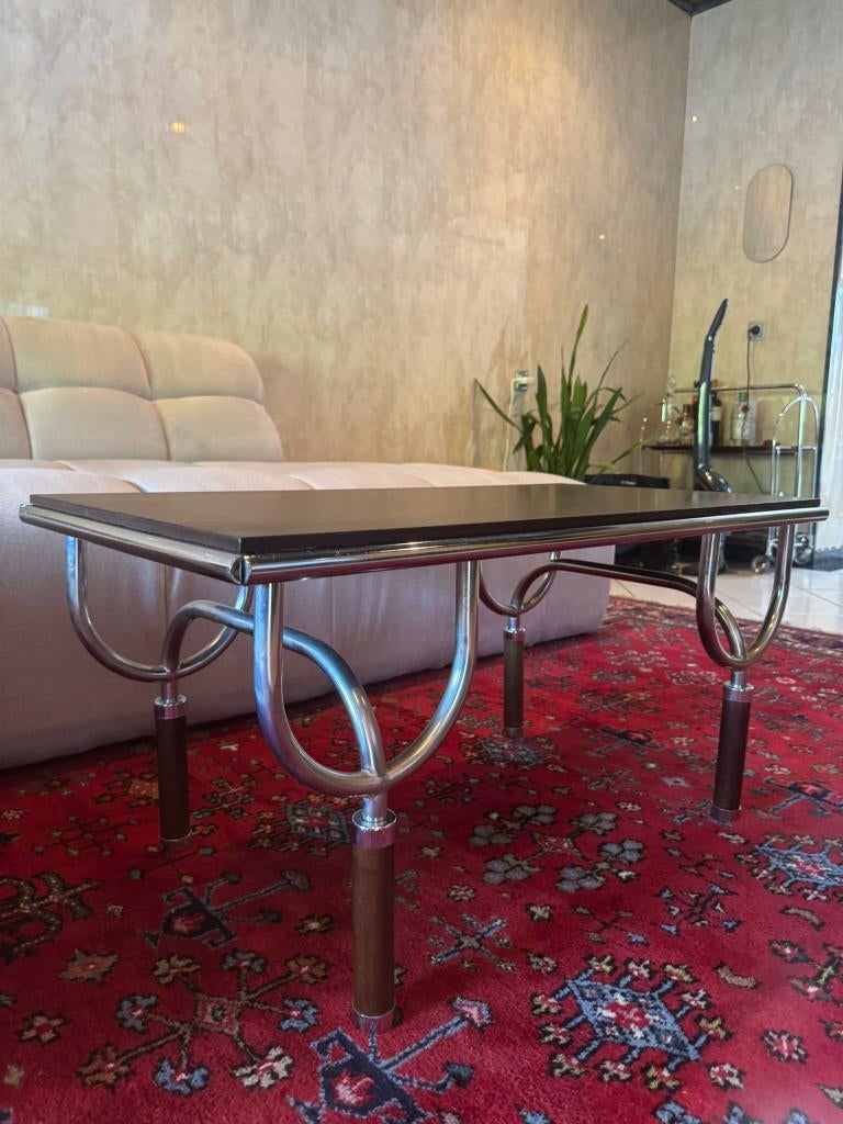 Vintage | retro | chroom | salontafel | bijzettafel, Huis en Inrichting, Tafels | Salontafels, Ophalen, Gebruikt, 100 tot 150 cm