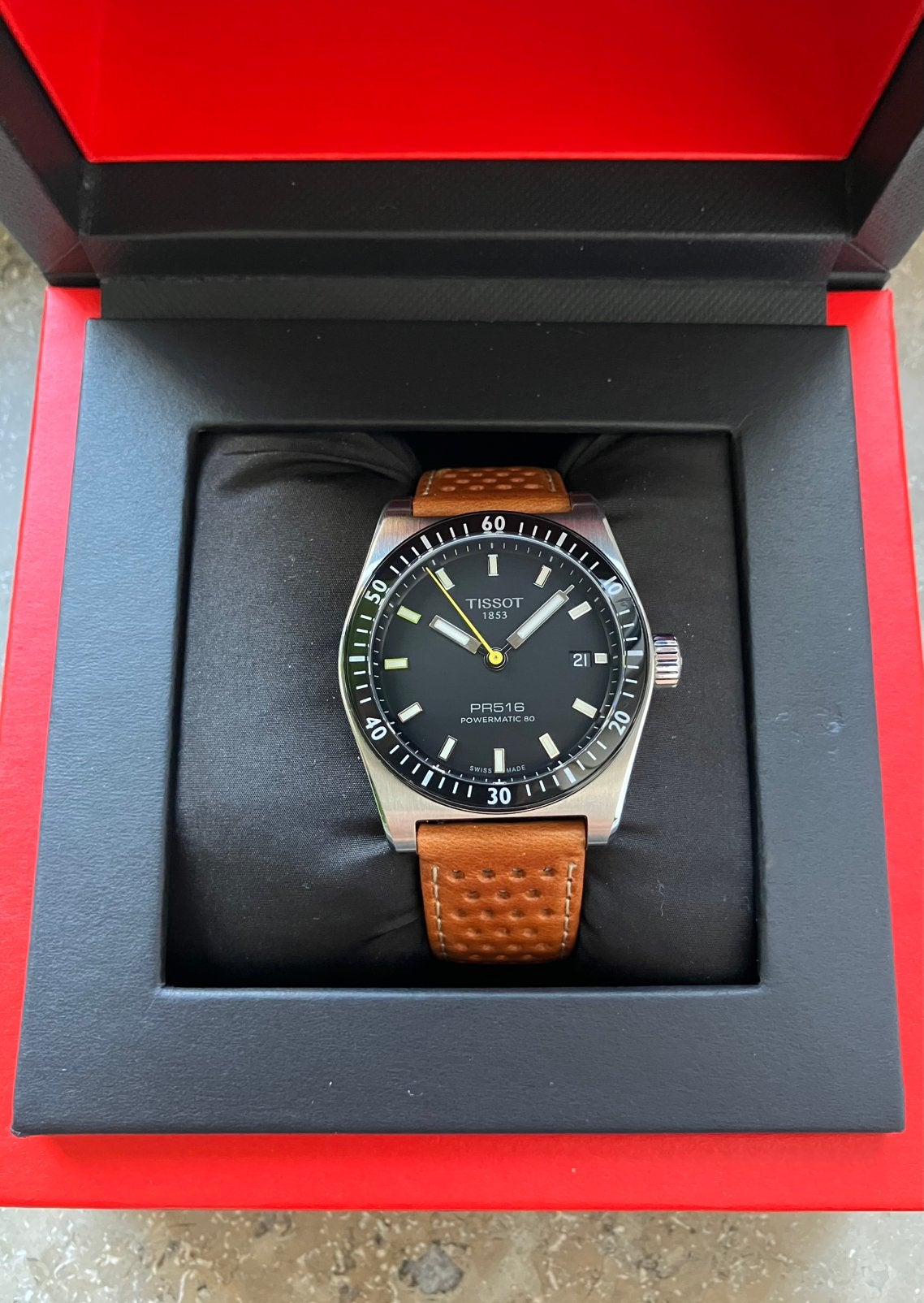 Tissot PR516 Powermatic 80 NIEUW, Overige merken, Leer, Staal, Polshorloge
