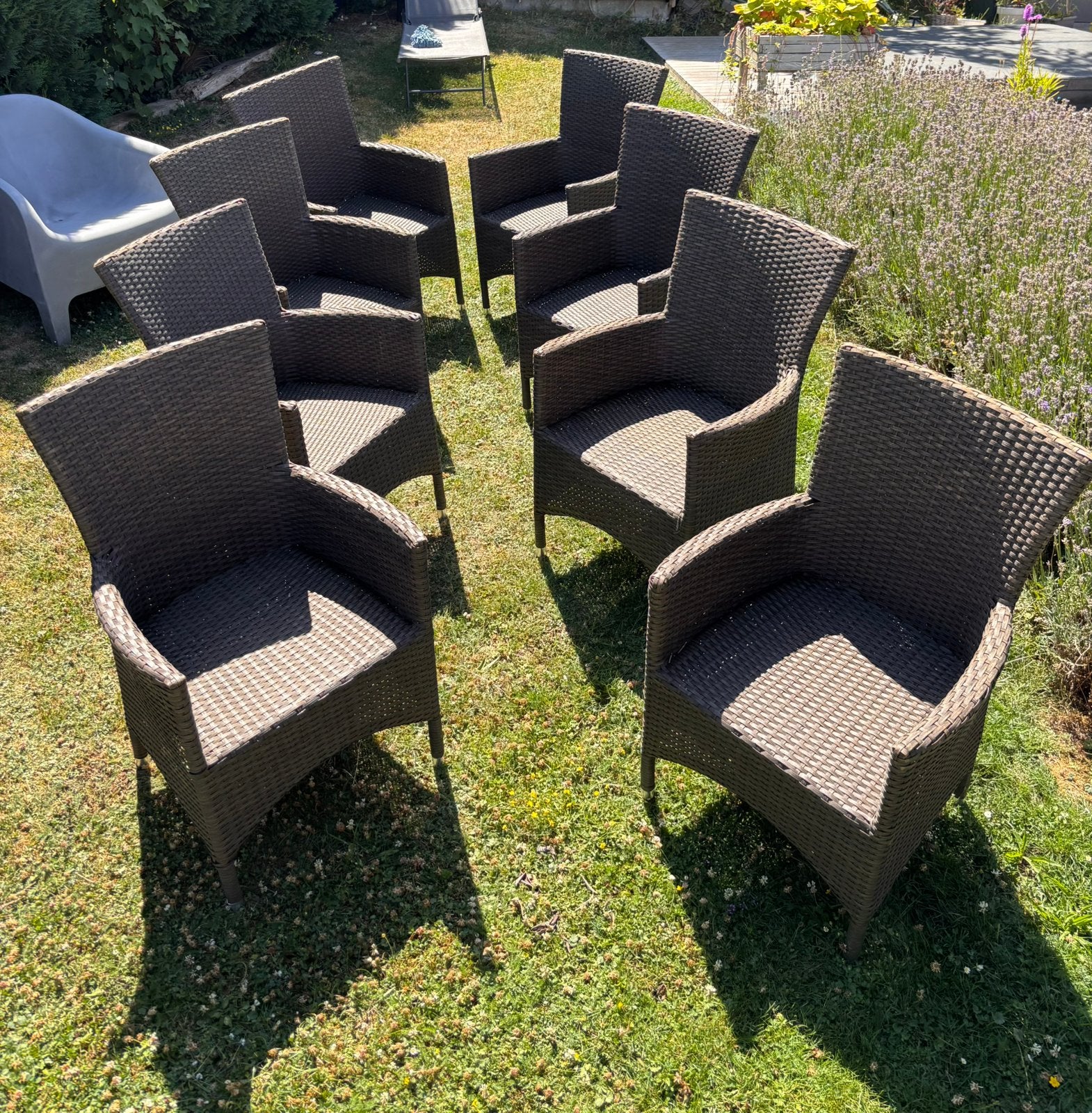 Lot de 8 chaises de jardin, Enlèvement, Comme neuf, Synthétique, Empilable