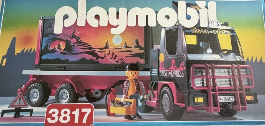 Playmobil 3817 Sunset Express container truck met oplegge, Kinderen en Baby's, Complete set, Voertuig, Ophalen of Verzenden, Zo goed als nieuw