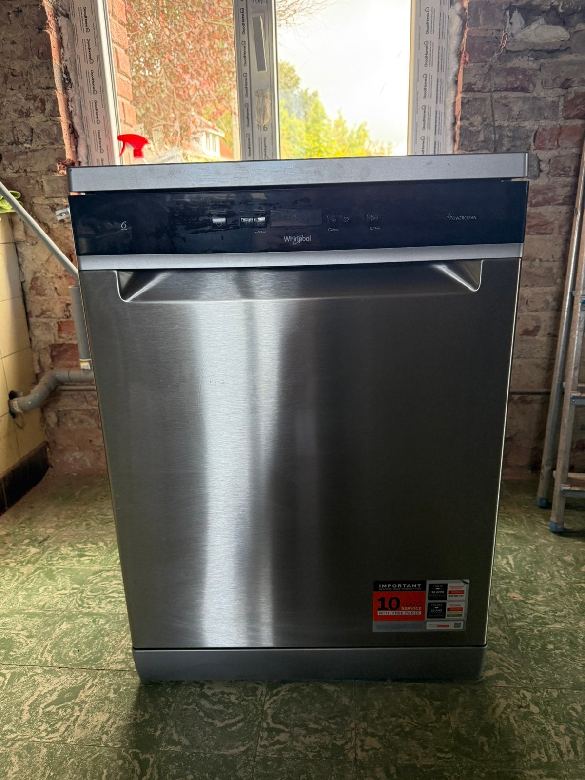 Whirlpool WFC3C33PFX roestvrijstalen vaatwasser, Ophalen, Gebruikt, 10 tot 14 liter, 85 tot 90 cm