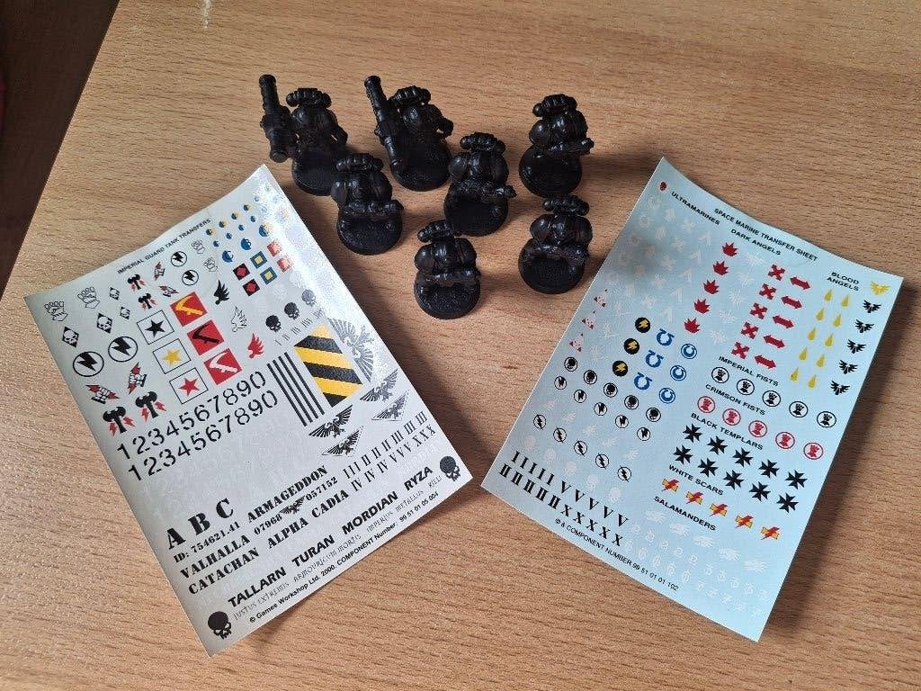 7 Space Marines GW + 2 sheets transfers, Ophalen, Gebruikt, Warhammer 40000, Figuurtje(s)