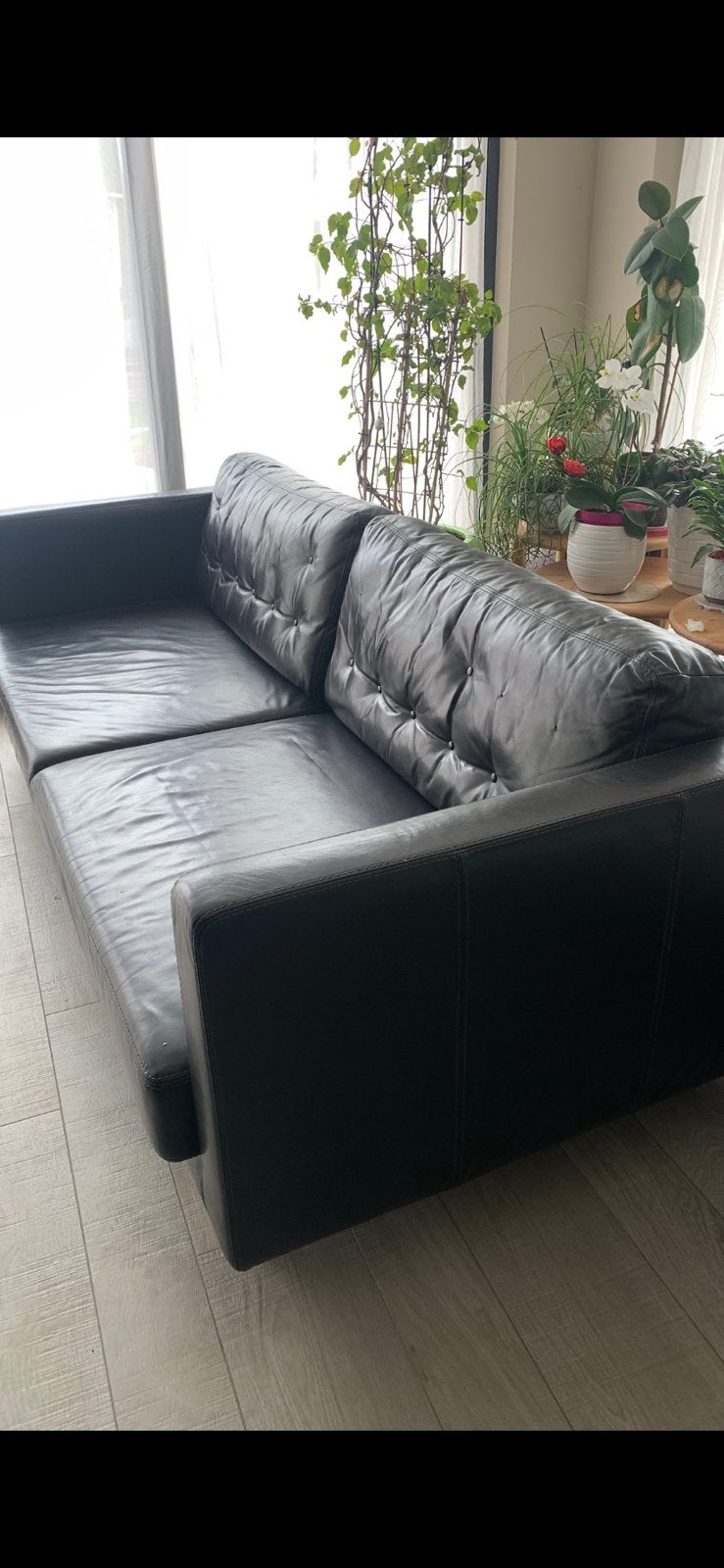 Lederen salon, Huis en Inrichting, Ophalen, Driepersoons, Leer, Zo goed als nieuw