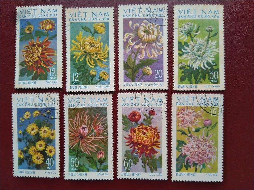 Bloemen, Viëtnam 1974, Verzenden, Gestempeld, Dier of Natuur