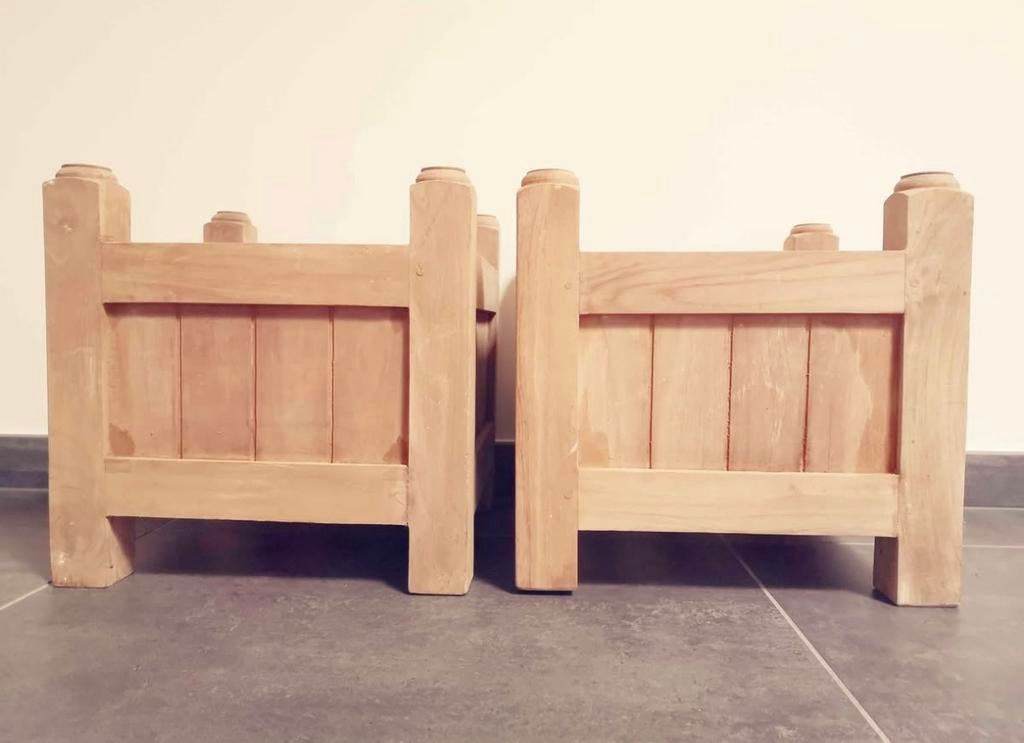 Bloembakken - Teak, Tuin en Terras, Bloembakken en Plantenbakken, Nieuw, Hout, Balkon, Tuin, 30 tot 60 cm, Minder dan 60 cm, Vierkant