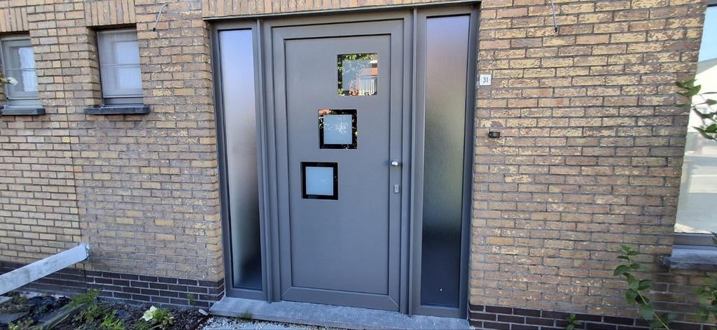 Mooie, complete PVC voordeur met zijlichten (Grijs/Wit) - 19, Enlèvement