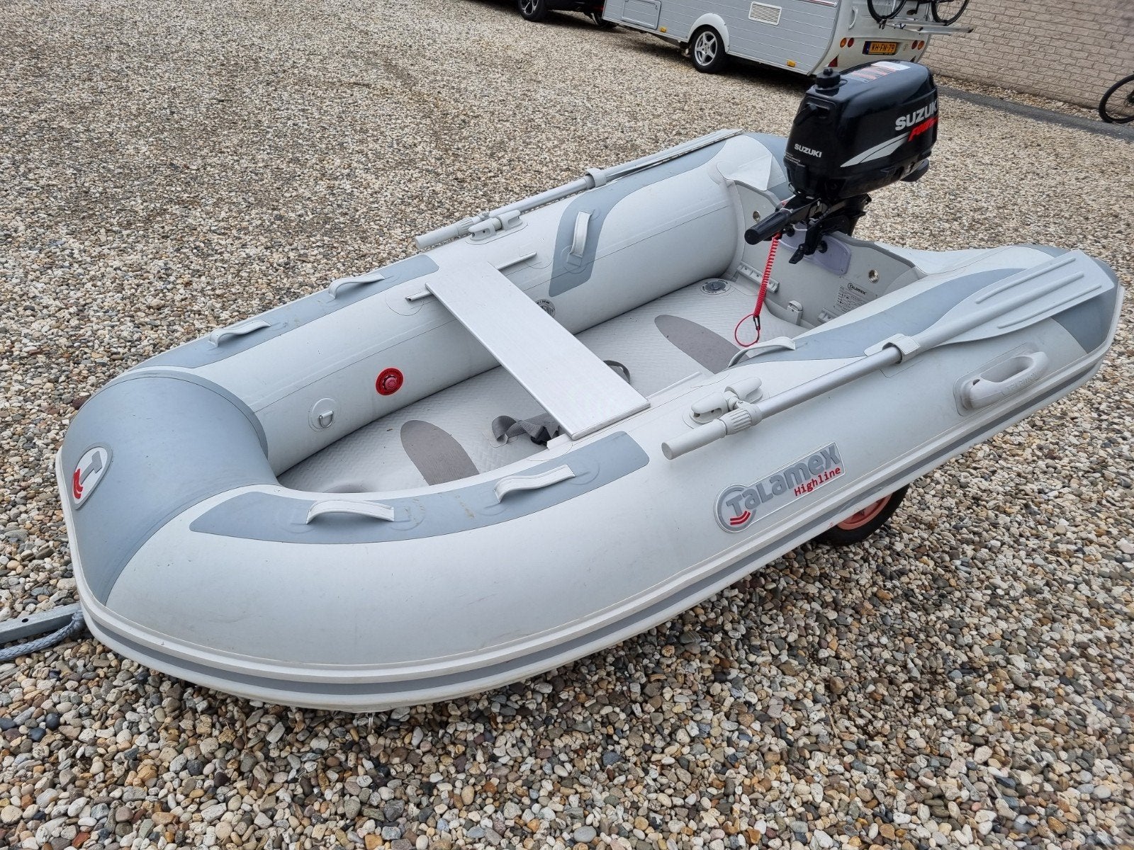 Talamex HLA250 + Suzuki DF4 4pk 4takt met handkar, Ophalen, Gebruikt