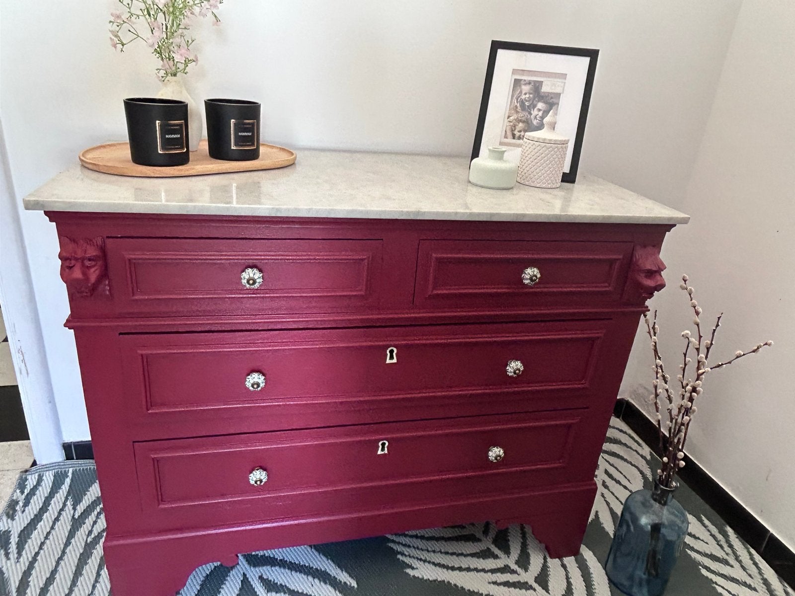 Unieke vintage commode met marmer blad, Huis en Inrichting, Ophalen, Zo goed als nieuw