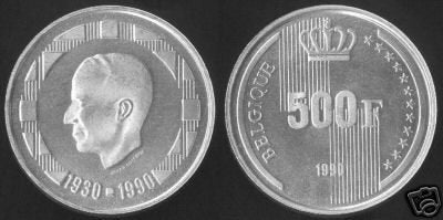 België: 500 frank 1990 FR in FDC = morin 844, Postzegels en Munten, Verzenden, Zilver, Losse munt, Zilver