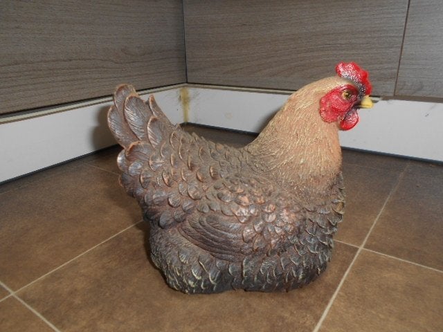 Belle image d'un poulet assis, Enlèvement ou Envoi, Comme neuf, Synthétique, Animal