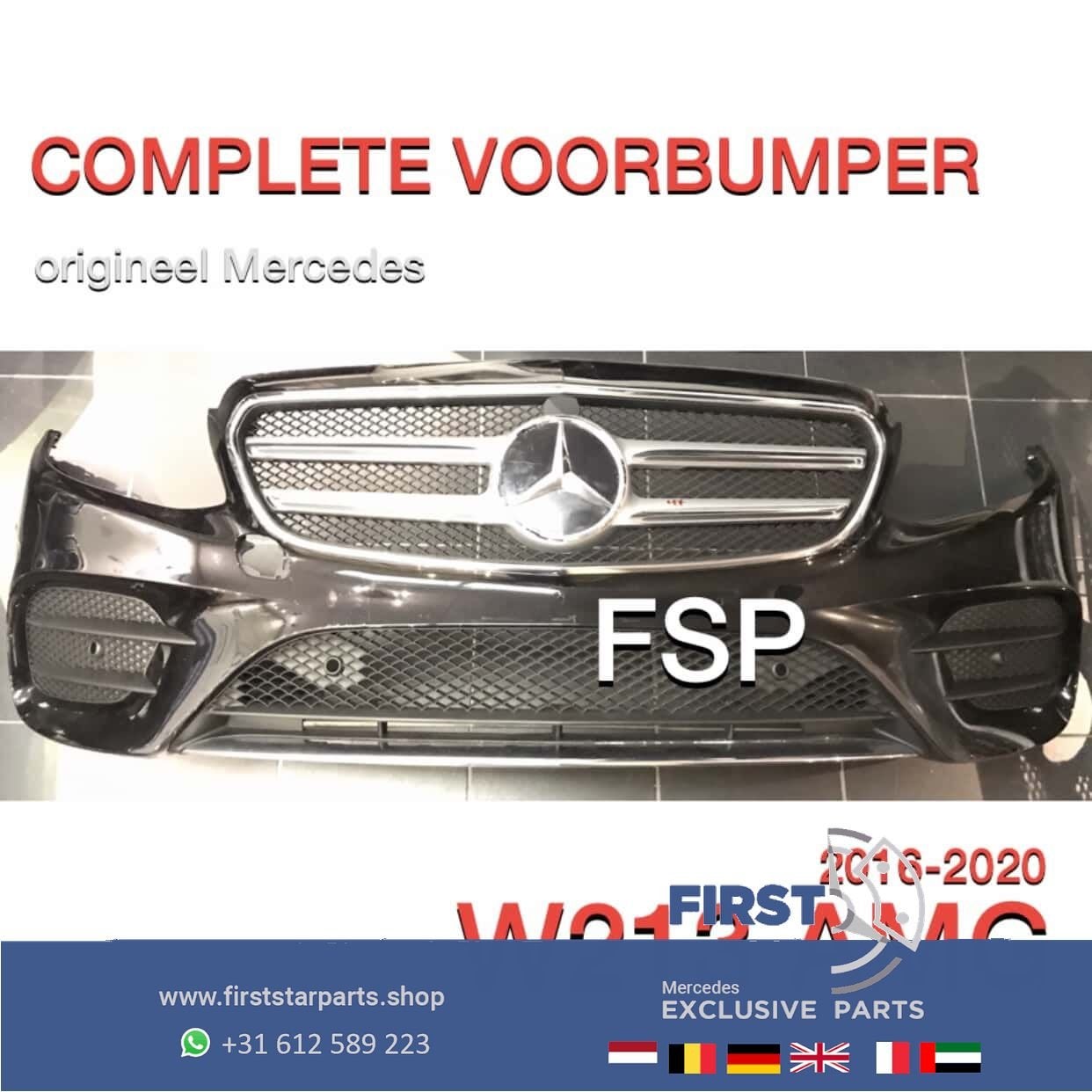 W213 S213 Mercedes E Klasse AMG VOORBUMPER COMPLEET zwart OR, Gebruikt, -, Voor, Ophalen of Verzenden