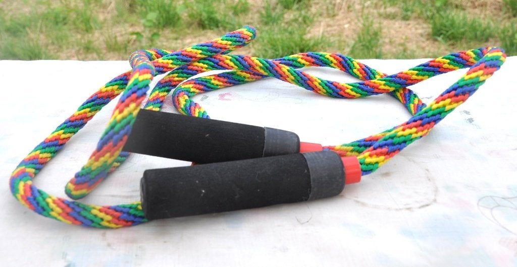 corde a sauter multicolore poignée mousse, Enlèvement ou Envoi, Corde à sauter, Utilisé