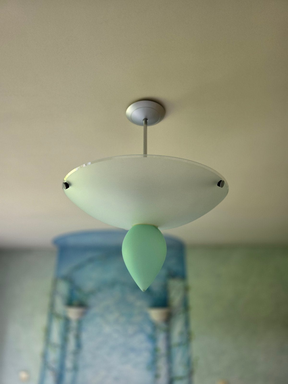 Lampe suspendue design en verre avec goutte verte, Enlèvement, Verre