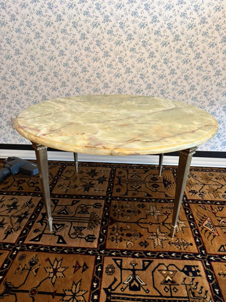 Vintage salontafel onyx, Maison & Meubles, Tables | Tables de salon, Utilisé, Moins de 50 cm, 50 à 100 cm, Rond, Autres matériaux