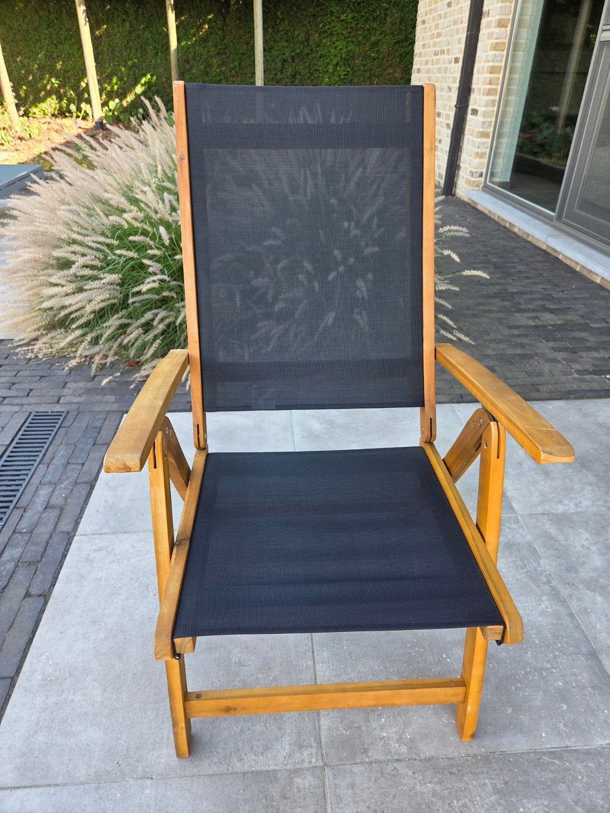 4 verstelbare tuinstoelen in massief accaciahout, Jardin & Terrasse, Chaises de jardin, Enlèvement, Comme neuf, Bois, Pliant