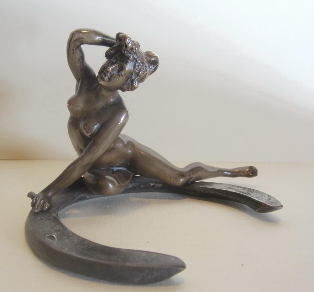 Antiek art nouveau brons, naakt, G Recipon, ca 1896, Antiek en Kunst, Verzenden, Art nouveau, Brons, Beeld