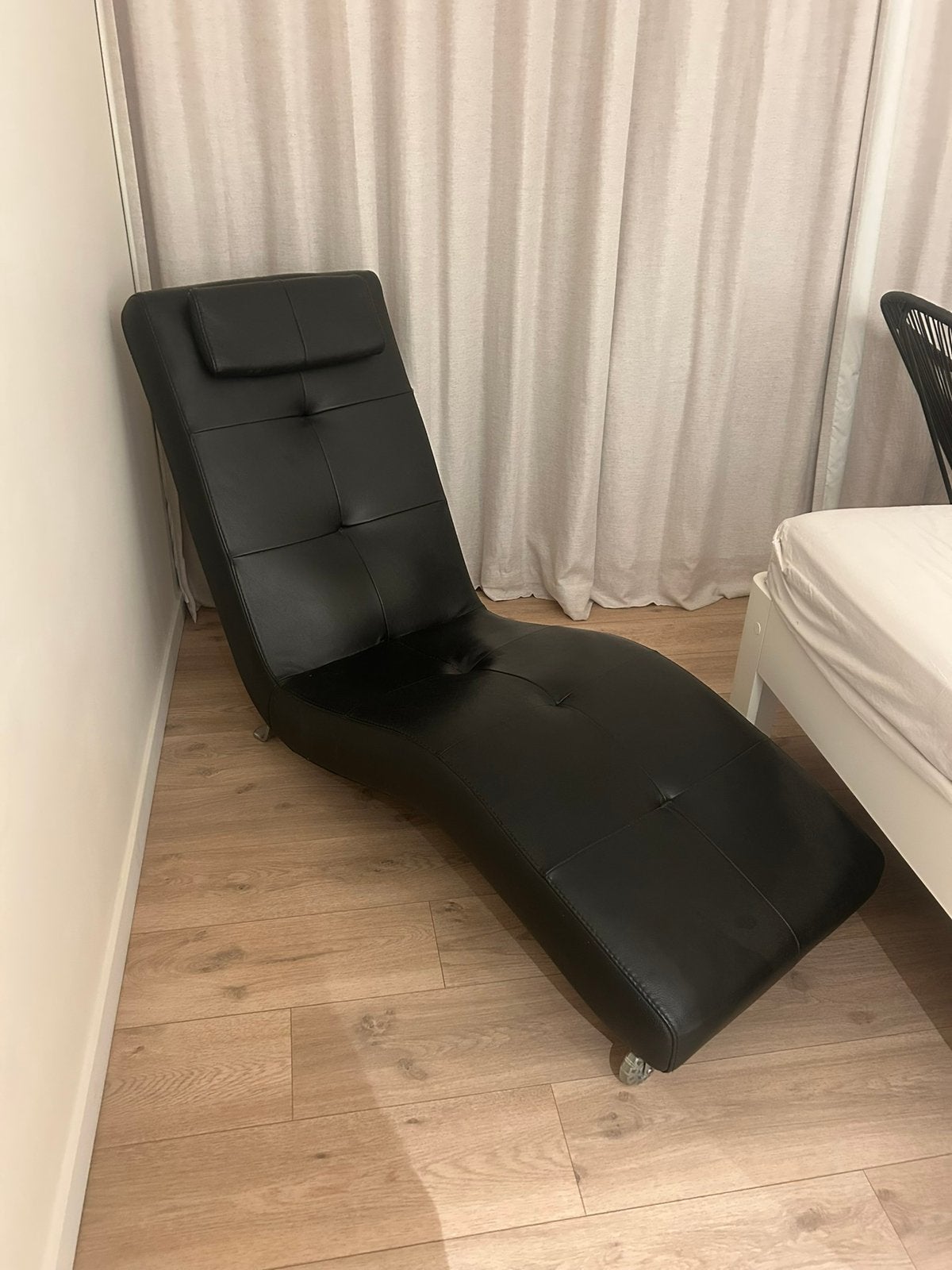 Sofa fauteuil, zwart lederen design, Ophalen, Zo goed als nieuw, Leer