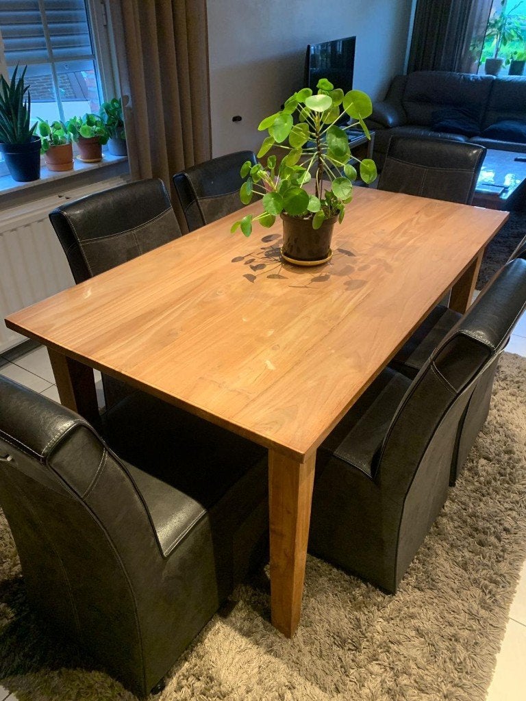 Eettafel in teakhout, Ophalen, Teakhout, 50 tot 100 cm, Zo goed als nieuw