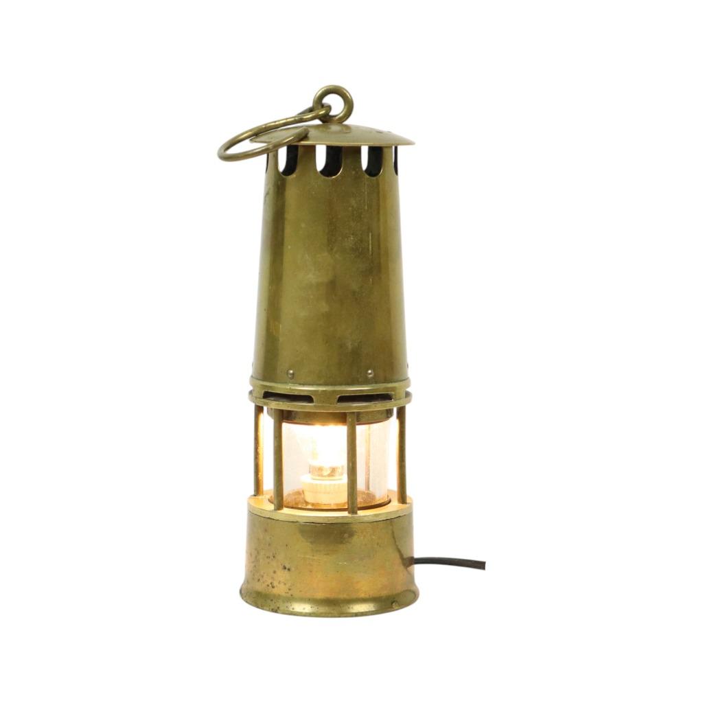 Oude Messing Mijnwerkerslamp Memorabilia Mijn 26cm, Enlèvement ou Envoi