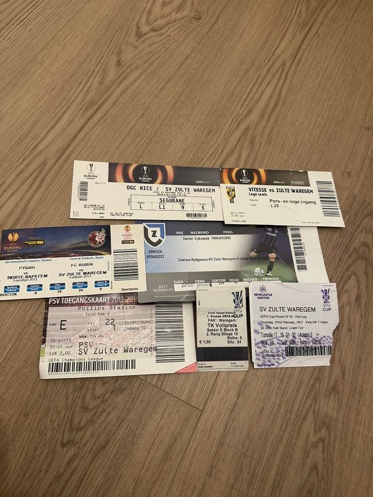 7 tickets Europe away Zulte Waregem, Tickets en Kaartjes