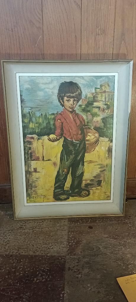 Peinture sur toile enfant signée DESMET, P. 52x70, n349, Antiquités & Art, Enlèvement