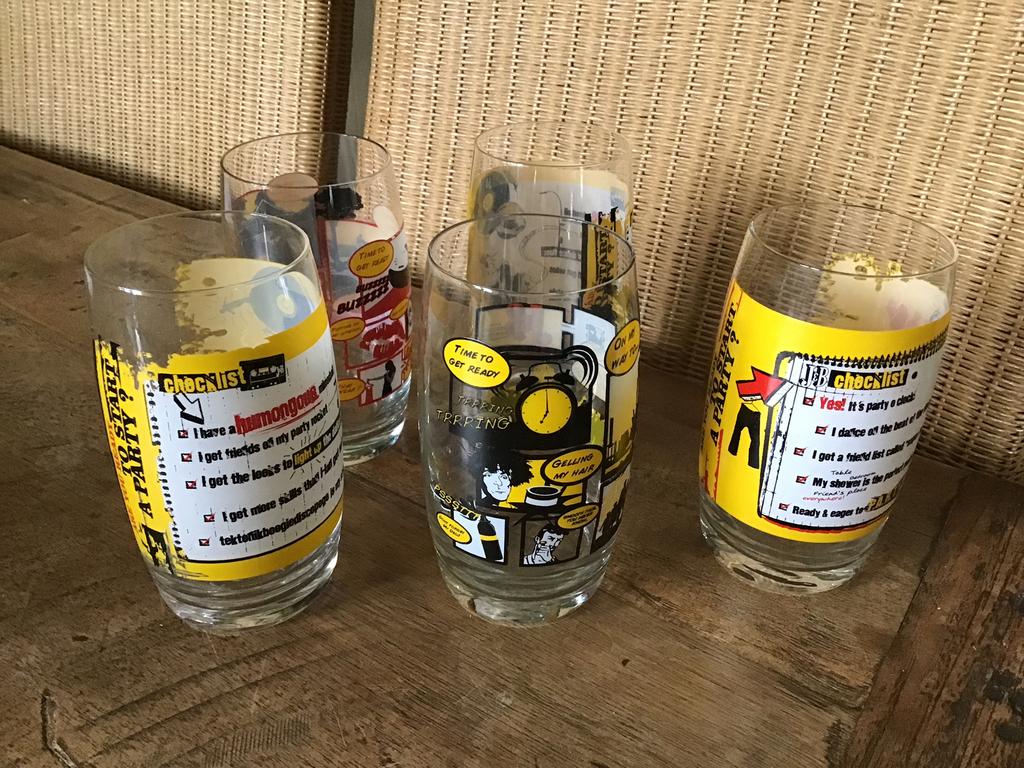 5 prachtige partyglazen J&B 30 cl glas whiskey, Collections, Verres & Petits Verres, Enlèvement ou Envoi
