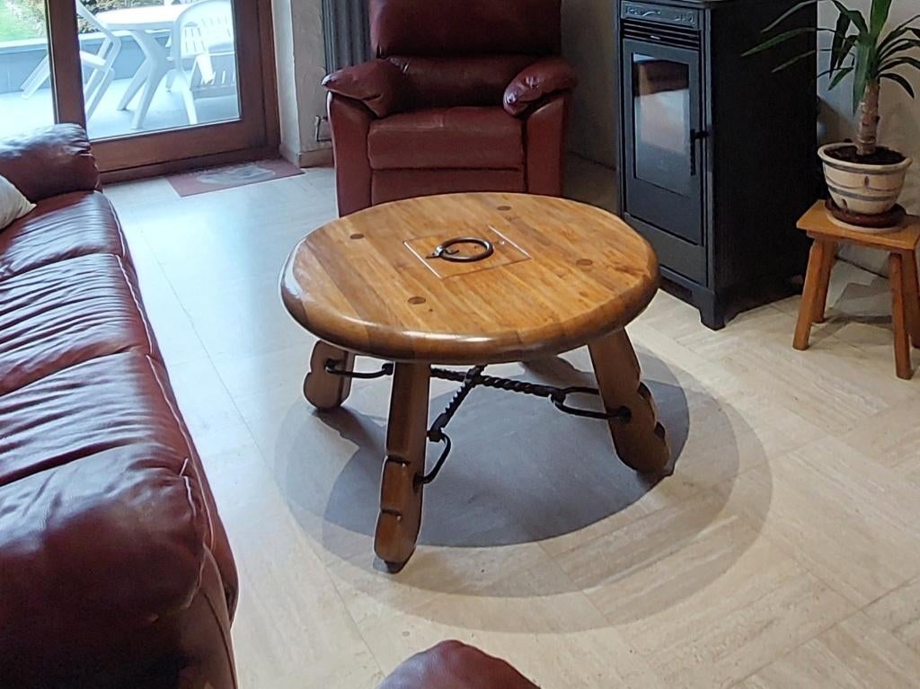 Table de salon en chêne, Huis en Inrichting, Tafels | Salontafels, Zo goed als nieuw, Minder dan 50 cm, 50 tot 100 cm, Rond, Eikenhout