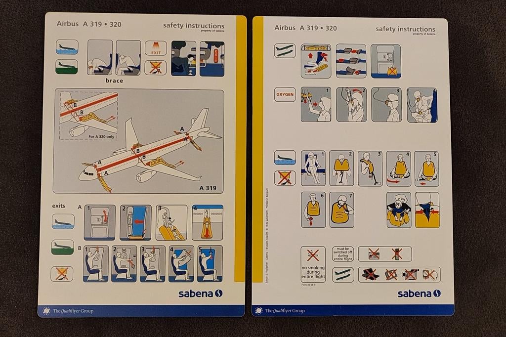 Verschillende safety card Sabena, Enlèvement ou Envoi, Comme neuf