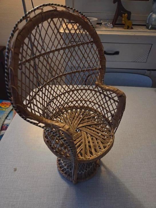 Vintage 70's miniatuur rotan pauwenstaart, Ophalen of Verzenden, Zo goed als nieuw, Gebruiksvoorwerp