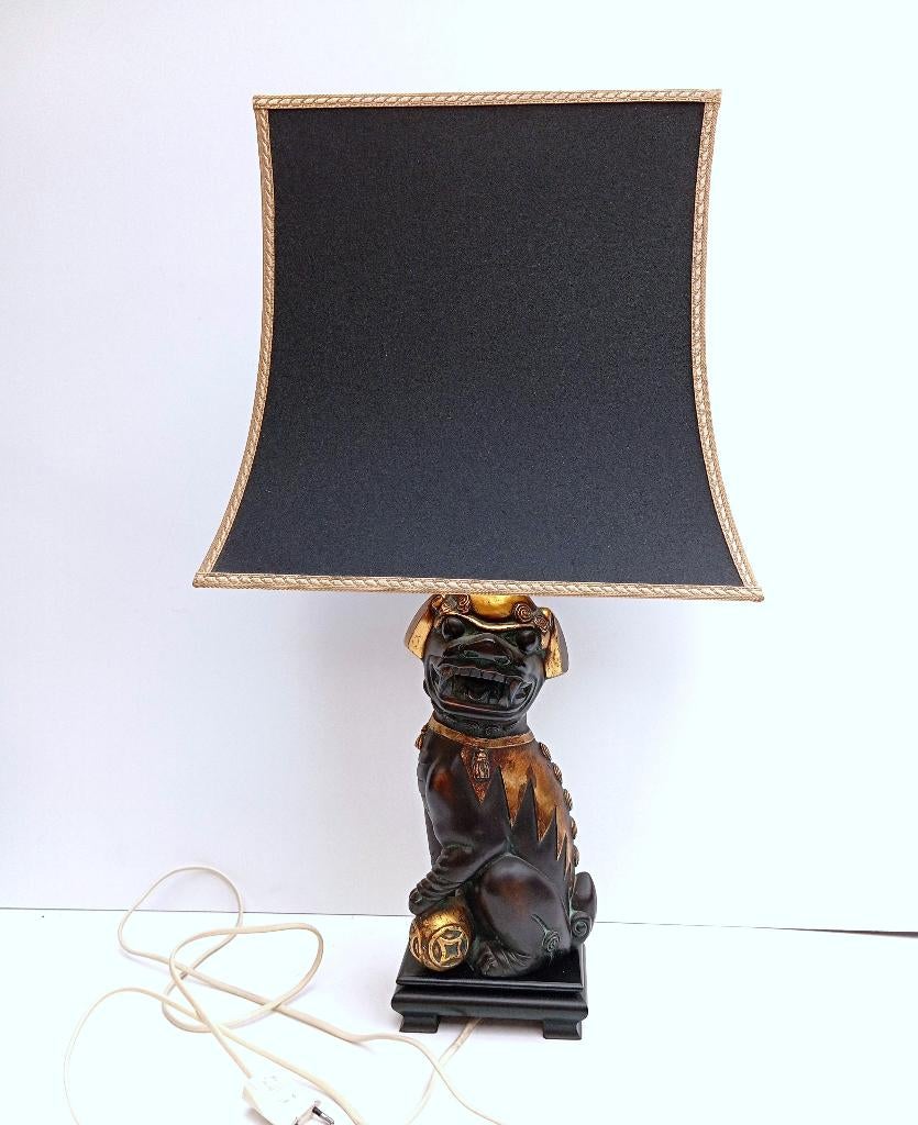 Lampe de table DEKNUDT lampe photo pour chien en bronze, Enlèvement ou Envoi, Comme neuf, Bois, 50 à 75 cm