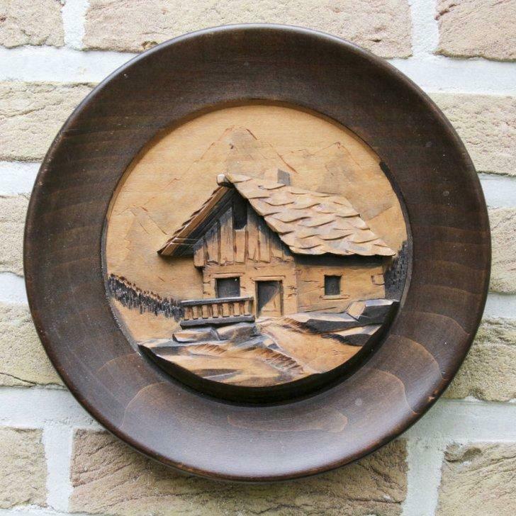 Art-antiquité_sculpture bois_99_chalet suisse, Antiek en Kunst, Ophalen of Verzenden