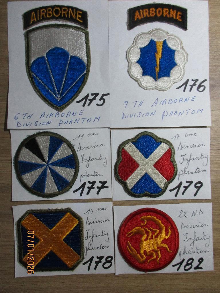 Originele patches voor de PHANTOM-INFANTRY Amerikaanse WWII, Verzamelen, Ophalen of Verzenden, Landmacht, Embleem of Badge