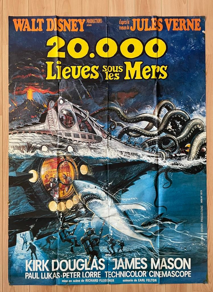 Originele filmaffiche - 20.000 Lieues sous les Mers-  1954, Verzamelen, Ophalen of Verzenden, Zo goed als nieuw