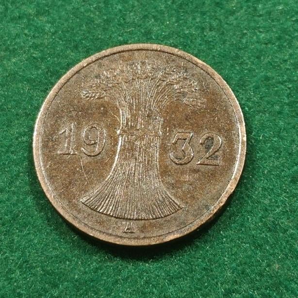 1 reichspfennig  1932 Muntmeesterteken "A" – Berlijn, Postzegels en Munten, Munten | Europa | Niet-Euromunten, Ophalen of Verzenden