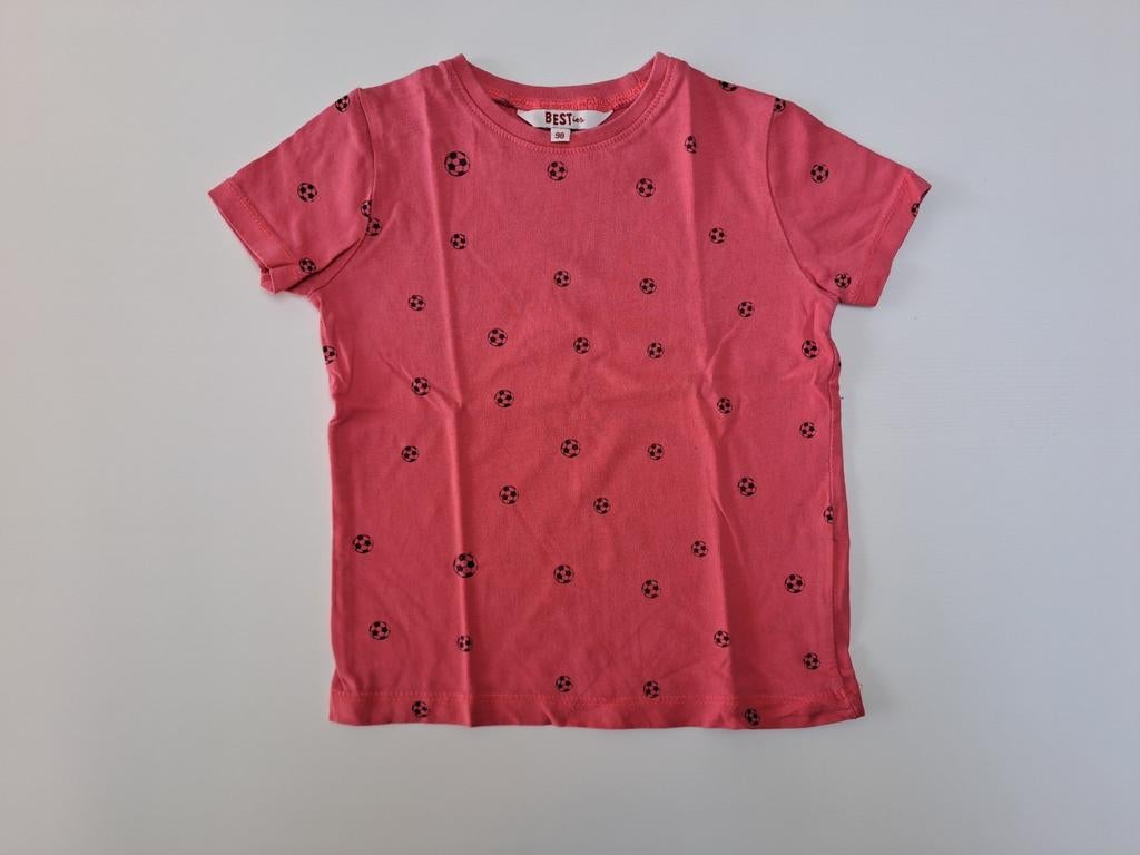 T-shirt rose t 98 avec ballons de football, Garçon ou Fille, Enlèvement ou Envoi, Chemise ou À manches longues, Besties
