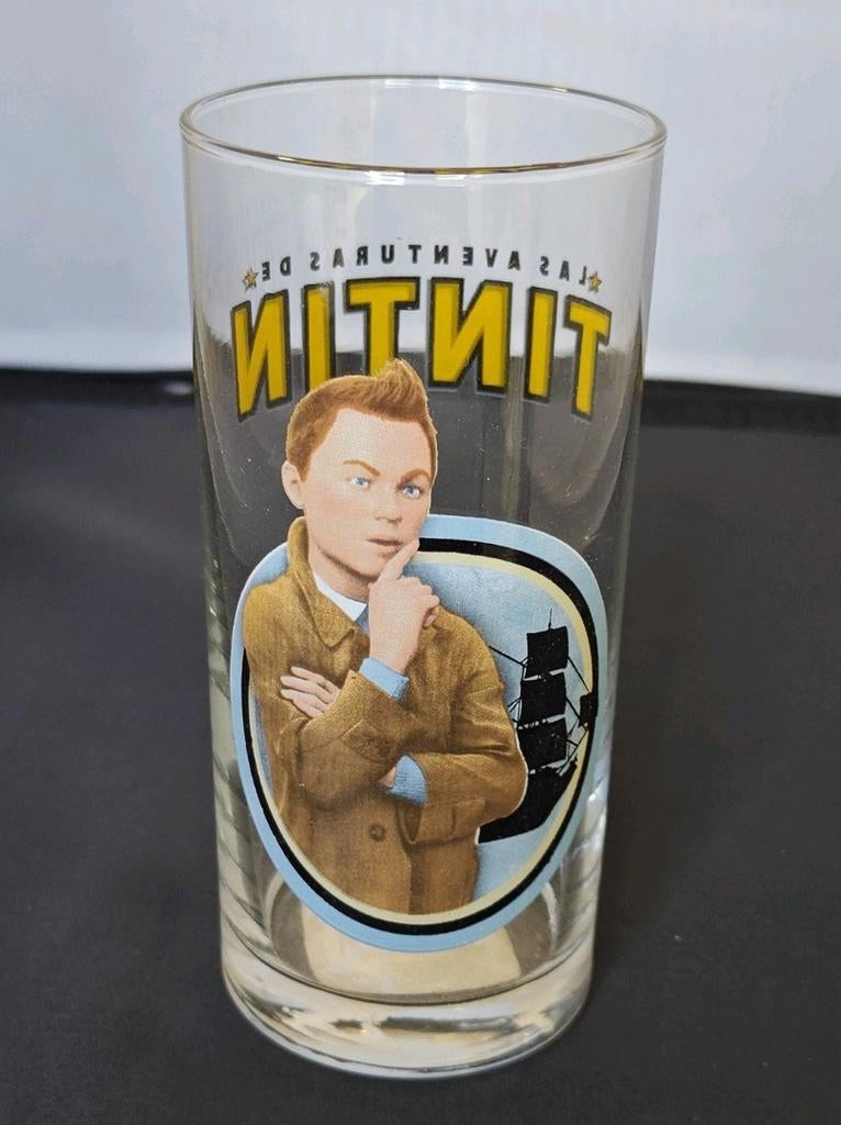 Glass Tintin De avonturen van Kuifje, Verzamelen, Glas en Drinkglazen, Ophalen of Verzenden, Nieuw, Frisdrankglas