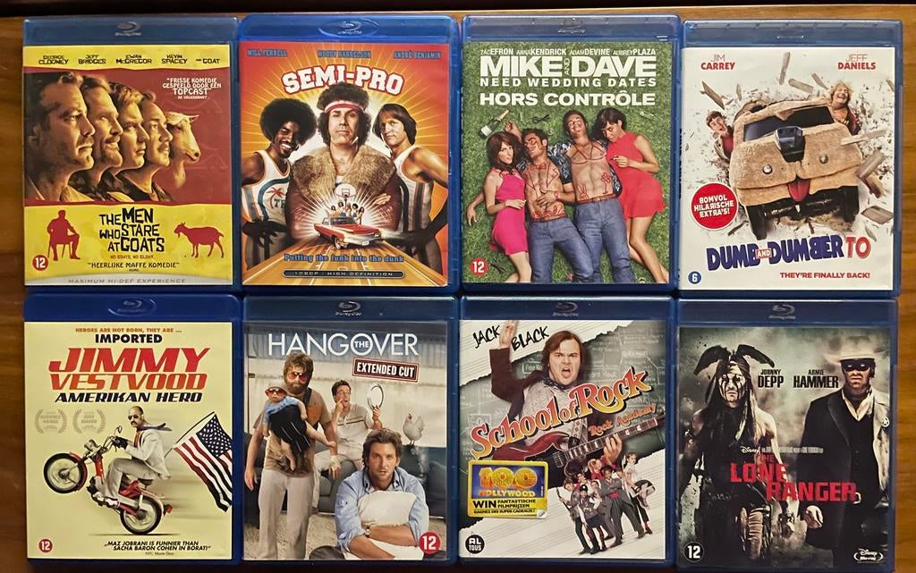 8 Blu-ray 25 euro School of Rock The Hangover Dumb & Dumber, Ophalen, Zo goed als nieuw