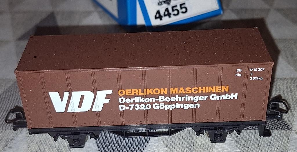 Märklin HO 4455 containerwagon "VDF" van de DB, Ophalen of Verzenden, Zo goed als nieuw, Wagon, Märklin