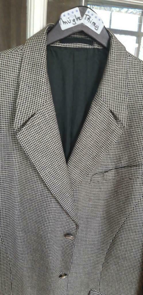 Thierry Mugler,colbert,zwart wit vintage,zijde/wol T 56, Enlèvement ou Envoi, Porté, Blanc, Vintage