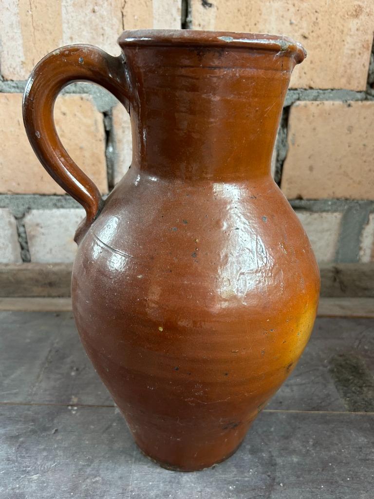 Grote antieke bruine aardewerken kruik – 35 cm, Ophalen