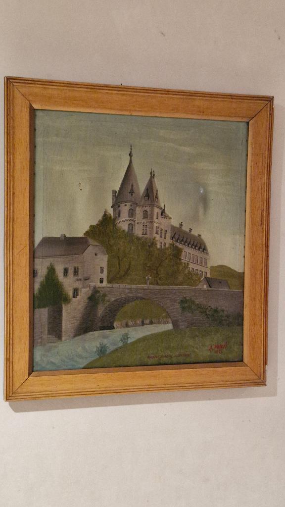 Durbuy - Château des comtes d'Ursel - Hst signée A. Momin, Enlèvement ou Envoi