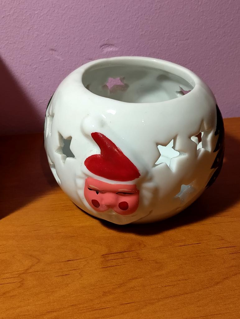 Vintage kaarshouder voor kerstman, kerstboom en ster, Antiek en Kunst, Ophalen, Overige materialen