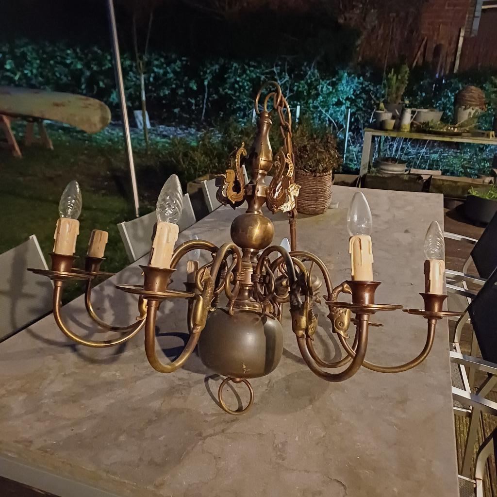 Lustre en cuivre lourd, Enlèvement, Métal, Antiek