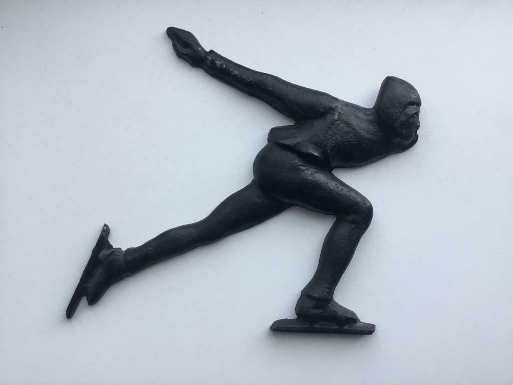 Gietijzeren reclame plaquette voor Friese Vonk schaatsen, Ophalen of Verzenden