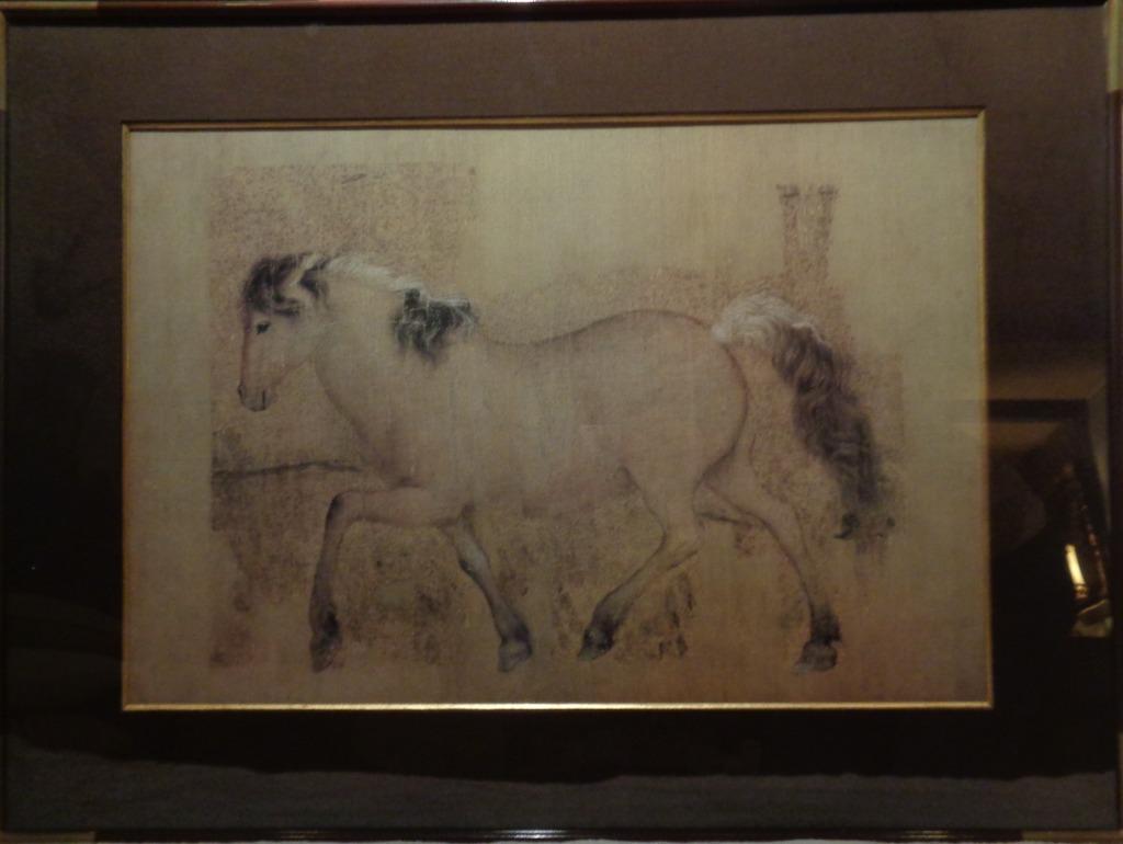 Tekening van paard in draf in mooie houten kader, Huis en Inrichting, Ophalen of Verzenden, Zo goed als nieuw, 75 tot 100 cm, Tekening